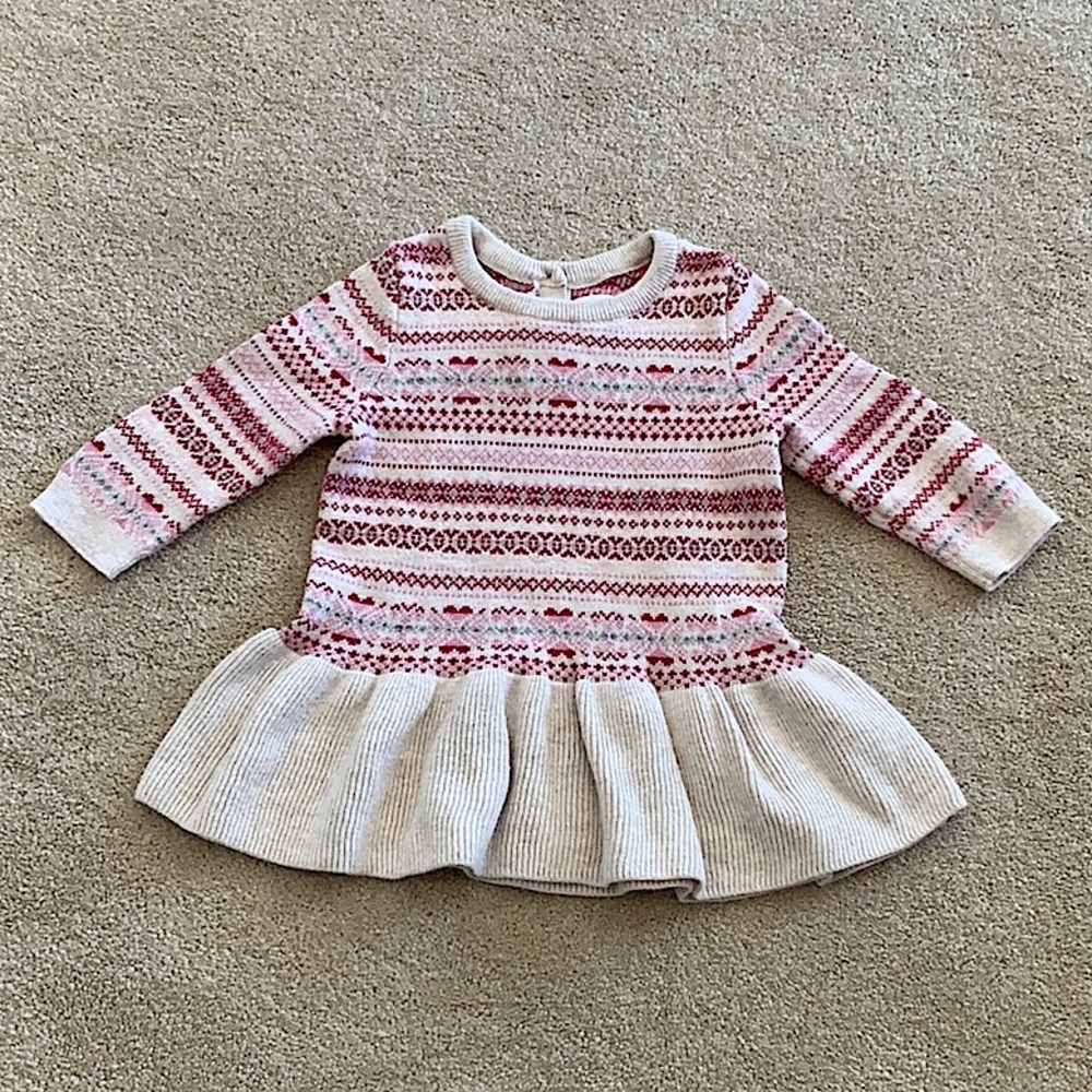 3-6months Baby Gap red Fair Isle Print Sweater Dress